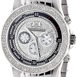 LUXURMAN Diamond Watches for Men: Genuine Diamonds Raptor Mens Watch Stainless Steel Case 0.25ct from Amazon