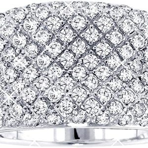 VIP Jewelry Art 2.00 CT TW Pave Set Concave Diamond Anniversary Ring in 18k White Gold from Amazon