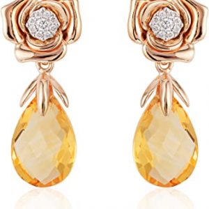 Jewelili Enchanted Disney Fine Jewelry 14k White and Rose Gold 1/10 CTTW and Catrina Belle Rose Earrings from Amazon